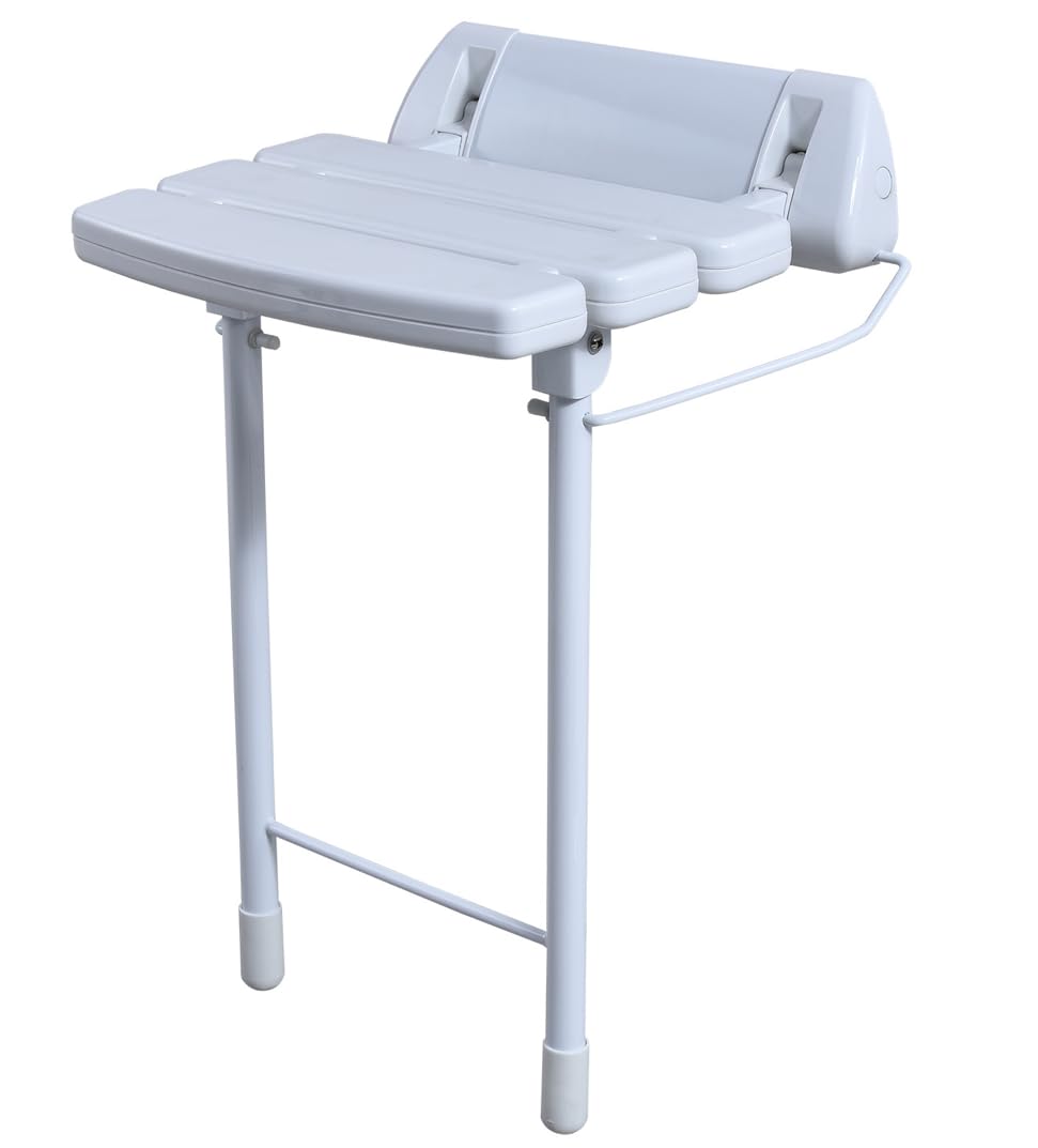 Taps2Traps® Wall Mounted Fold Down Shower Seat With Legs