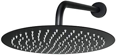 NearMoon Rain Shower Head, Ultra-Thin Design-Pressure Boosting, Awesome Some Experience, High Flow Stainless Steel Rainfall Head (12 Inch, Matte Black)
