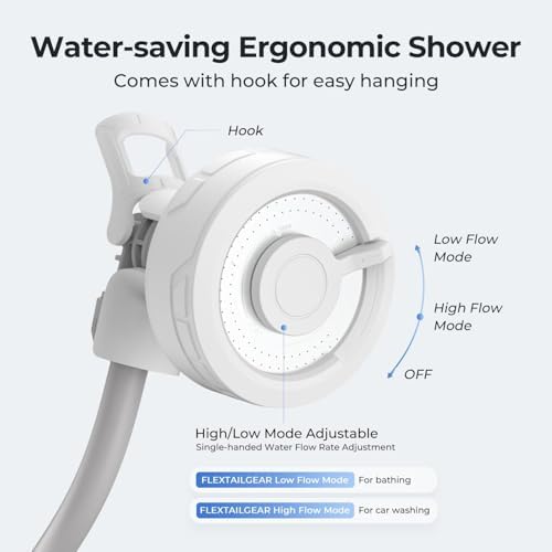 FLEXTAILGEAR MAX Shower Portable Shower for Camping, Rechargeable Outdoor Camping Shower, Portable Shower Pump with USB-C,Shower Pump for Hiking, Car wash, Pet Cleaning, Beach Vacations