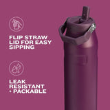 Stanley IceFlow Flip Straw 2.0 Water Bottle 50 OZ | Built-In Straw with Larger Opening | Lightweight & Leak-Resistant | Insulated Stainless Steel | BPA-Free | Pomelo