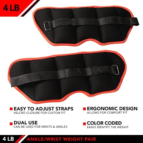 JFIT Adjustable Ankle Weights - Ankle Weight Pair 10 Weight and Bundle Options - 0.5 to 10 lbs Each, Set of 2, Adjustable Straps – Comfortable, Breathable, Moisture Absorbent Weight Straps for Men and Women