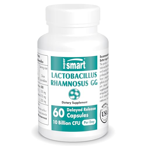 Supersmart - Lactobacillus Rhamnosus GG 10 Billion CFU per Day (LGG Probiotic with Inulin) - Digestive & Immune Support - Vaginal Flora Health | Non-GMO & Gluten Free - 60 DR Capsules
