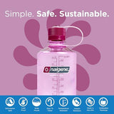 Nalgene Sustain Tritan BPA-Free Water Bottle Made with Material Derived from 50% Plastic Waste (using ISCC certified mass balance), 32 OZ, Narrow Mouth, Cosmo