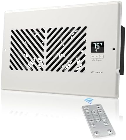 AirBlaze Z6, Register Booster Fan Fits 6”x10” Register Holes, Smart Vent Booster Fan with Thermostat Control & Remote Control, 10-Speed Control Heating Cooling AC Vent Fan (White)