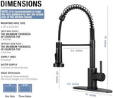 DJS Kitchen Faucets with Pull Down Sprayer Oil Rubbed Bronze -【High Arc】 Single Handle 1 or 3 Holes Spring Kitchen Sink Faucet with Deck Plate for Farmhouse RV Vessel Basin