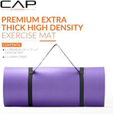 CAP Barbell 1-Inch High Density Exercise Yoga Mat with Strap | Multiple Colors