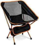 QWORK Ultralight Portable Camping Chair with Triangular Stability – Aluminum Alloy Frame, Ripstop Polyester Seat, Plastic Joints, 330 lbs Capacity - for Fishing, Camping, Hiking and Backpacking Orange