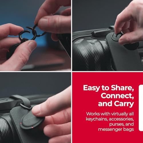 KeySmart Key Ring Clips - Round Carabiner Clip, Stainless Steel, Quick Release Keychain, Key Chain Hooks for Car Keys