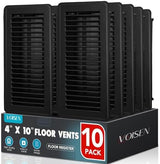 VOISEN Floor Register 4x10, 10 Pack Black Floor Register Vents,Heavy Duty Steel Walkable Floor Vents,Vent Covers for Home Floor