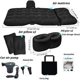 SAYGOGO Inflatable Car Air Mattress Travel Bed - Thickened Camping Bed Sleeping Pad with Car Air Pump 2 Pillows for Car Tent SUV Sedan Pickup Back Seat - Black