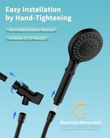 Shower Head with Handheld, High Pressure Handheld Shower Head with 80" Extra Long Stainless Steel Hose & Adjustable Bracket, Showerhead with ON/OFF Switch, Black