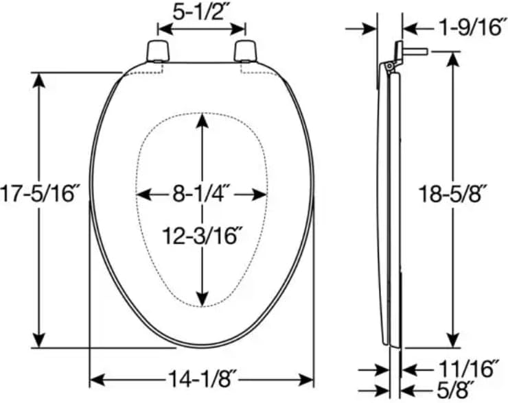 BEMIS 170 000 Toilet Seat, ELONGATED, Plastic, White