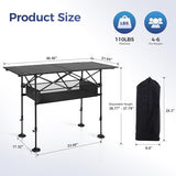 ALPHA CAMP Camping Table Outdoor Portable Table with Storage Adjustable Aluminum Table for Grill Travel Table Outdoor Picnic,Beach,BBQ,Backyards