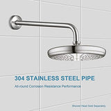 OFFO Shower Arm with Flange, 16 Inches Brushed Nickel Wall Mount Replacement Angle Shower Head Arm Wall-Mounted For Fixed Shower Head & Handheld Showerhead