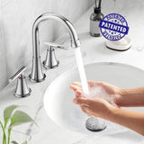 Bathroom Faucets for Sink 3 Hole, Hurran Chrome Bathroom Sink Faucet with Pop-up Drain and Supply Lines, Stainless Steel Lead-Free Widespread Faucet for Vanity RV Farmhouse Sink