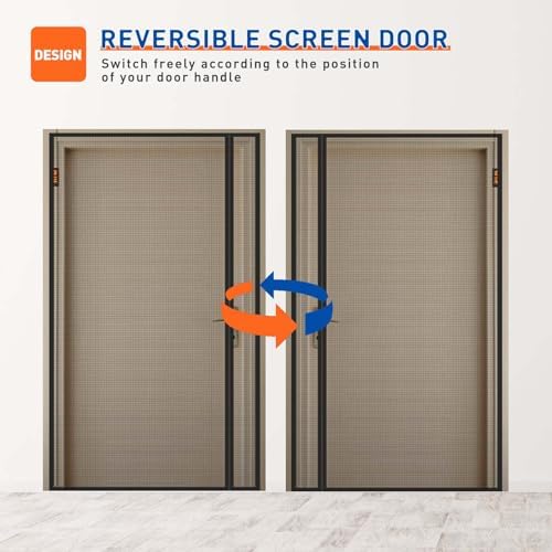 MAGZO Magnetic Screen Door Side Opening, Fits Door Size 72 x 80 Inch, Actual Mesh Size 74" x 81", Fiberglass Net Screen with Strong Magnet for Doorway, Gray
