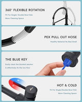 APPASO Black Kitchen Faucet with Soap Dispenser and Pull Down Sprayer, SUS304 Stainless Steel Commercial Single-Handle Spring Faucet for Kitchen Sink, Matte Black