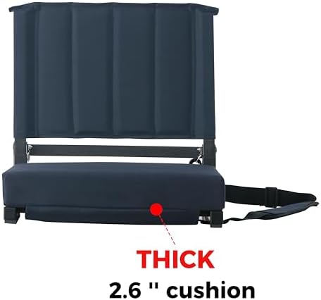 SPORT BEATS Stadium Seats with Back Support Bleacher Chairs with Back and Cushion Thick Padded Bleacher Seats Includes Shoulder Strap