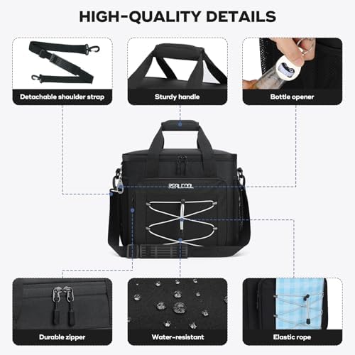 Soft Cooler Bag 35/45Can, Collapsible Cooler Insulated Leak Proof, Large Lunch Box for Men Women, Soft-Sided Cooler for Picnic, Grocery, Beach, Camping, Travel