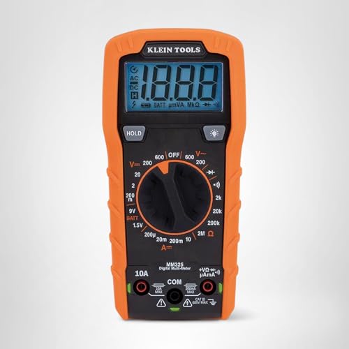 Klein Tools MM325 Multimeter, Digital Manual-Ranging 600V AC/DC Voltage Tester, Tests Batteries, Current, Resistance, Diodes, and Continuity