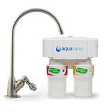 Aquasana Under Sink Water Filter System - Reduces PFAS, Lead, & Chlorine in Drinking Water - Under Counter Claryum Filtration for Kitchen - 2-Stage - Brushed Nickel Faucet - AQ-5200.55