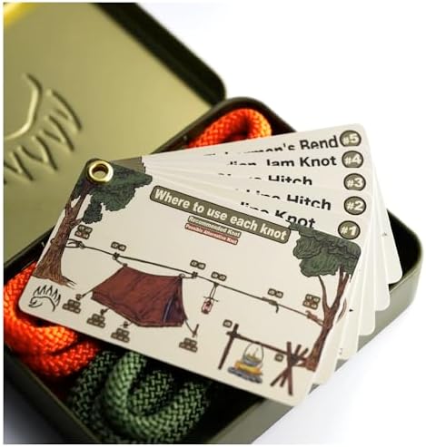 Knot Tying Kit | Camping & Outdoor Knots Edition - by The Bear Essentials Outdoors with Waterproof Knot Cards | for Survival, Camping, Backpacking, Hiking & Scouts