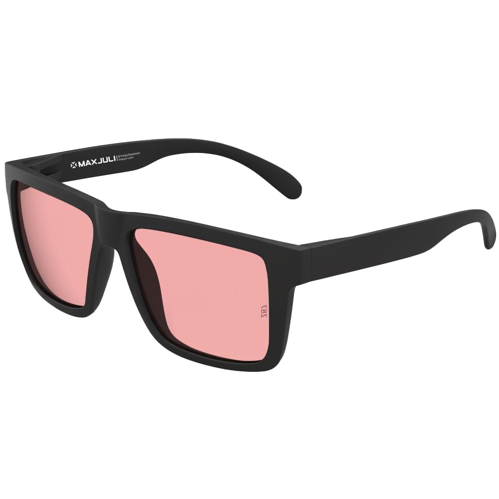 MAXJULI XXL FL-41 Rose Blue Light Blocking Glasses for Photophobia Light Sensitivity,for Computer Gaming, Screen Fatigue & UV Protection 8228 (Black/FL-41 Rose)