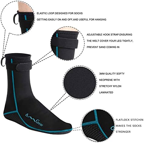 OMGear Water Socks Neoprene Socks Beach Booties 3mm 5mm Anti-Slip Wetsuit Footwear Fin Swim Sand Proof Socks