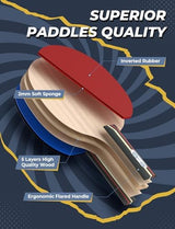 Ping Pong Paddles Set Table Tennis Rackets with Balls, Storage Case for Indoor Outdoor Table Tennis Paddle Game Accessories