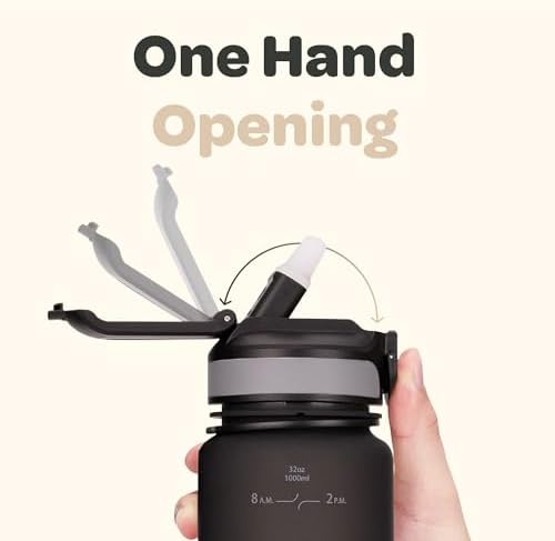 Hydracy Water Bottle with Time Marker -Large BPA Free Water Bottle & No Sweat Sleeve -Leak Proof Gym Bottle with Fruit Infuser Strainer & Times to Drink -Ideal for Fitness Sports & Outdoors