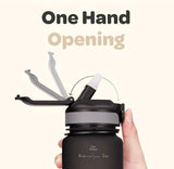 Hydracy Water Bottle with Time Marker -Large BPA Free Water Bottle & No Sweat Sleeve -Leak Proof Gym Bottle with Fruit Infuser Strainer & Times to Drink -Ideal for Fitness Sports & Outdoors