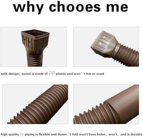 2 Pack Flexible Rain Gutter Downspout Extensions,Drain Downspout Extender,Gutter Extension Flexible,Down Spout Drain Extension Pipes,Extendable from 21 to 60 Inches (Black)