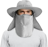 3 Pack Mens Outdoor Wide Brim Fishing Hat,UPF 50+ Sun Protection Cap with Face Neck Flap for Hiking & Garden