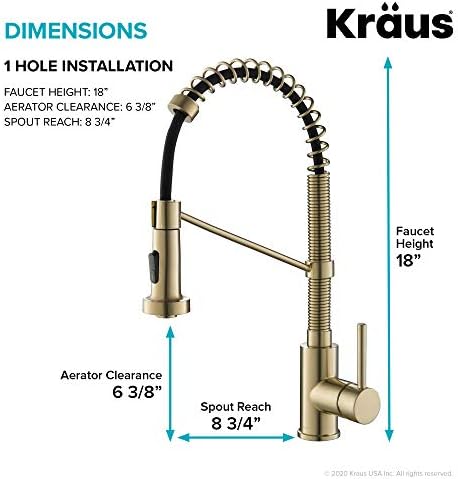 KRAUS Bolden Commercial Style 2-Function Single Handle Pull Down Kitchen Faucet in Spot-Free Antique Champagne Bronze, KPF-1610SFACB