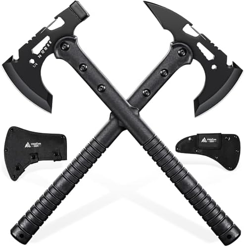 Freelander Tactical Axe 2 Pack, Sharp Tomahawk with Sheath, Portable Tomahawk with Clip and Bottle Opener, Durable Survival Hatchet for Emergency, Hiking and Camping