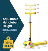Kids Scooter – Children and Toddler 3 Wheel Kick Scooter – LED Wheel Lights Illuminate When Rolling– Adjustable Handlebar – Indoor and Outdoor
