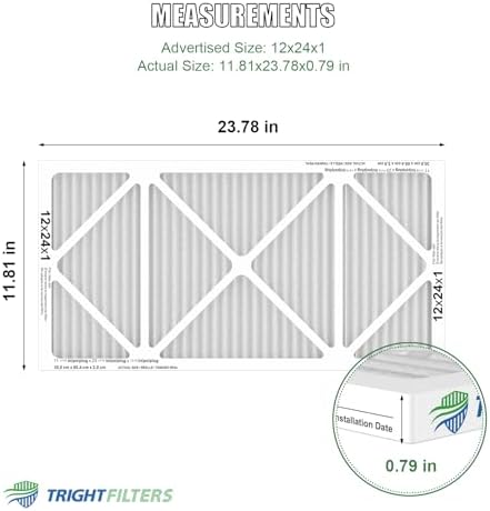 12x24x1 Air Filter 4 Pack, MERV 8 Pleated Dust Defense Air Filters Replacement Air Conditioner HVAC AC Furnace Filter, Durable and Lightweight