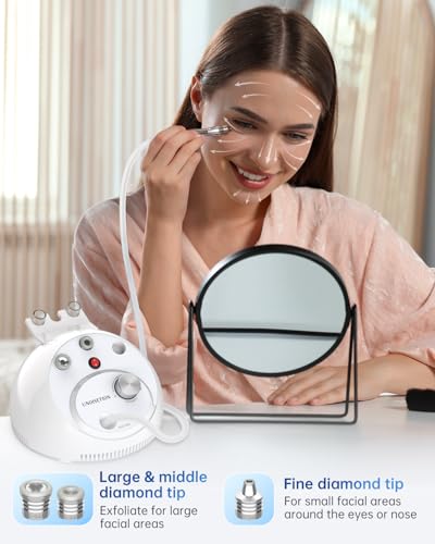 At-home Microdermabrasion Machine, UNOISETION 2 in 1 Dermabrasion Facial Machine for Exfoliation & Blackhead Removal, Diamond Micro Dermabrasion for Skin Care, Beauty Gifts for Women, White