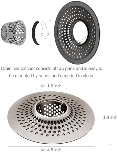 LEKEYE Shower Drain Hair Catcher/Bathroom Drain Cover/Bathtub Drain Strainer/Shower Stall Drain Protector(Brushed Nickel)