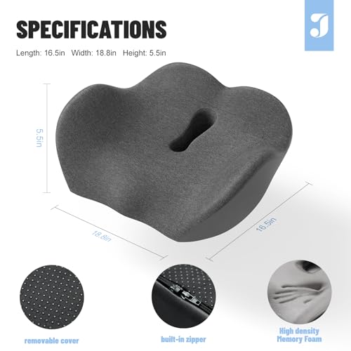 JESIDO Seat Cushion for Office Chair, Sciatica and Tailbone Pain Relief Cushion, Coccyx Cushion for Car, Desk Chairs, Wheelchair