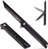 Pocket Knife GD22K, Flipper Open 3.6" D2 Steel Tanto Folding knife with Durable G10 Handle,Men Women Everyday Carry EDC Knife,Sharp Camping Hiking Daily Work Knives