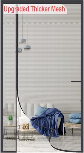 Upgraded Magnetic Screen Door Thicker 255g/㎡ Reinforced Mesh,Reversible Left Right Side Opening,Fit Door Size 38 x 82 Inch,Retractable Door Screen Magnetic Closure,Door Curtain for Single Front Door