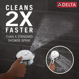 Delta Faucet 5-Setting HydroRain 2-in-1 Dual Shower Head with ProClean Spray, Chrome Round Shower Head with Hose, Hand Held Shower Head, Chrome 75419