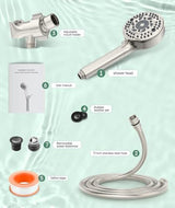 Filtered Shower Head with Handheld, 9-Spray Mode High Pressure Detachable Shower Head with Filters for Hard Water - Remove Chlorine Brushed