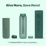 Hydracy Water Bottle with Time Marker -Large BPA Free Water Bottle & No Sweat Sleeve -Leak Proof Gym Bottle with Fruit Infuser Strainer & Times to Drink -Ideal for Fitness Sports & Outdoors