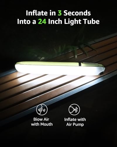 Solar Camping Lights Rechargeable, 3 Lighting Modes, IP66 Waterproof Inflatable Lamp for Hiking, Backpacking, Survival, Collapsible Tent Lights for Camping, Portable Lanterns for Power Outage