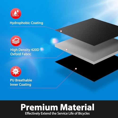 Bike Cover Waterproof Outdoor Storage for 2 Bikes, Bicycle Cover Rain Sun UV Dust Wind Proof with Storage Bag for Mountain Road Bike/Ebike (420D Black+Red, XXL Size for 2 bikes)