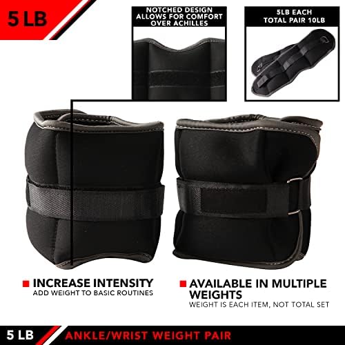 JFIT Adjustable Ankle Weights - Ankle Weight Pair 10 Weight and Bundle Options - 0.5 to 10 lbs Each, Set of 2, Adjustable Straps – Comfortable, Breathable, Moisture Absorbent Weight Straps for Men and Women