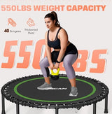 BCAN 450/550 LBS Foldable Mini Trampoline, 40"/48" Adult Fitness Trampoline with Bungees, U Shape Adjustable Foam Handle, Stable & Quiet Exercise Rebounder,Indoor/Outdoor Workout