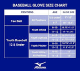 Mizuno Prospect PowerClose Youth Baseball Glove Series I V-Flex Notch I Parashock Palm Pad I ButterSoft Palm Liner